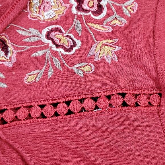 🧚♂️Cinnamon Embroidered Boho Bell Sleeve Top Size 12 - Picture 5 of 7